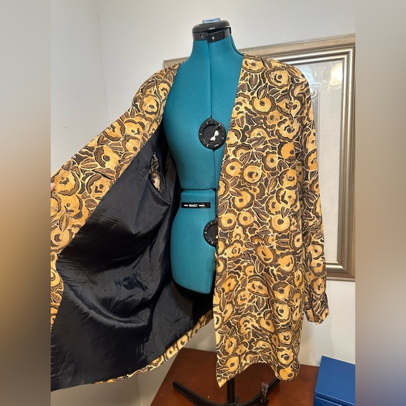 Vintage Cynthia Howie Woman Gold Floral Lined Union Made Blazer Jacket Size 20 - Picture 6 of 9